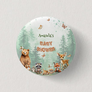 Woodland Forest animals botanical baby shower 3 Cm Round Badge