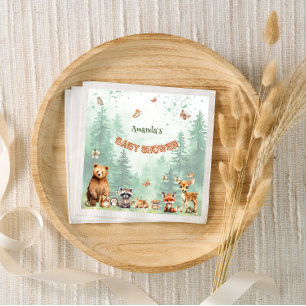 Woodland Forest animals botanical baby shower Napkin