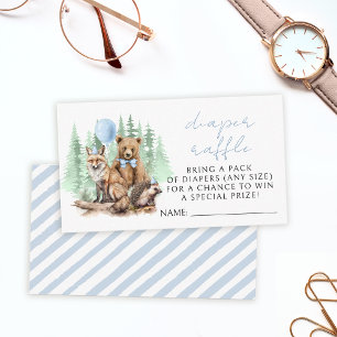 Woodland forest animals boy diaper raffle cards