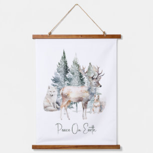 Woodland Forest Animals Christmas Holiday Hanging Tapestry