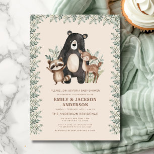 Woodland Forest Animals Couples Baby Shower Invitation