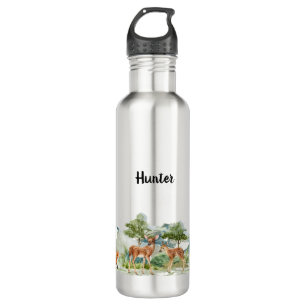Woodland forest animals deer cute name 710 ml water bottle