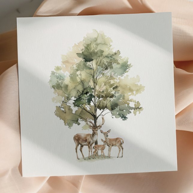 Woodland Forest Animals | Deer Family Baby Shower Napkin (Creator Uploaded)