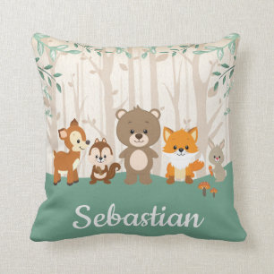 Woodland Forest Animals Deer Fox Bear Nursery Cushion
