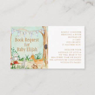 Woodland Forest Animals Deer Owl Book Request Business Card