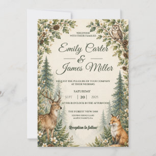 Woodland Forest Animals  Deer Wedding Invitation