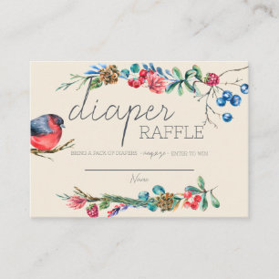 Woodland Forest Animals   Diaper Raffle Card   Fem