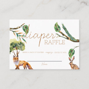 Woodland Forest Animals   Diaper Raffle Card   Wh.