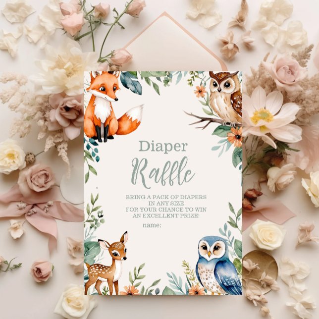 Woodland Forest Animals Diapper Raffle Enclosure Card (Creator Uploaded)