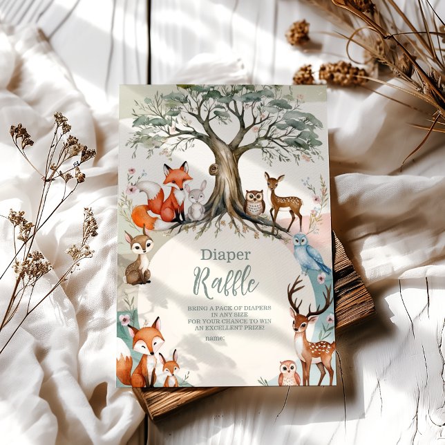 Woodland Forest Animals Diapper Raffle Enclosure Card (Creator Uploaded)
