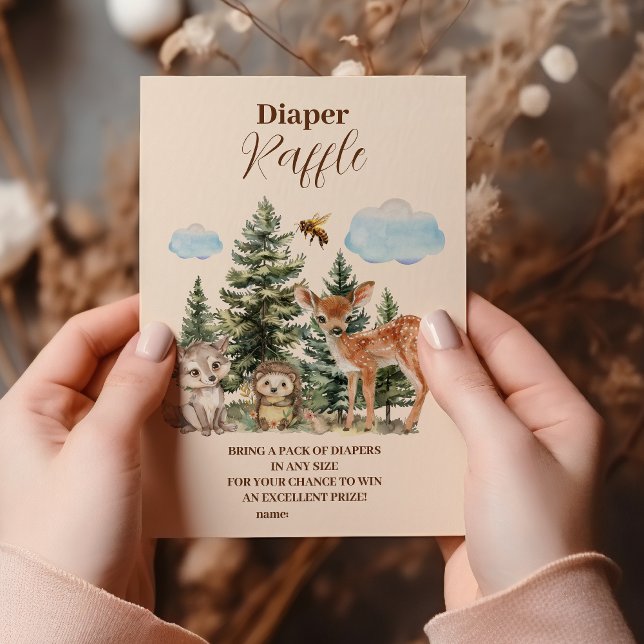 Woodland Forest Animals Diapper Raffle Enclosure Card (Creator Uploaded)