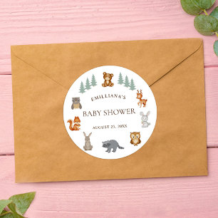 Woodland Forest Animals Gender Neutral Baby Shower Classic Round Sticker