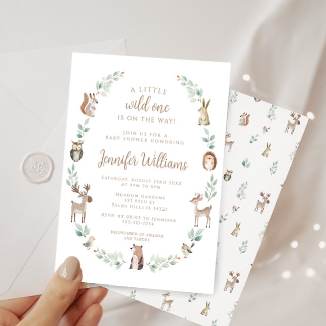 Woodland forest animals greenery baby boy shower invitation (Creator Uploaded)
