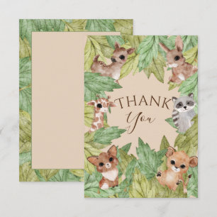 Woodland Forest Animals Greenery Baby Shower Thank You Card