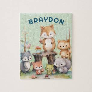 Woodland Forest Animals Kids Personalised Jigsaw Puzzle