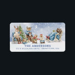 Woodland Forest Animals  Label<br><div class="desc">These adorable Christmas return address labels features a deer,  fox,  bear and two mice all enjoying the winter snow. On the back,  there is a blue background with falling snow. 
You can personalise with you name and address.</div>
