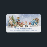 Woodland Forest Animals  Label<br><div class="desc">These adorable Christmas return address labels features a deer,  fox,  bear and two mice all enjoying the winter snow. On the back,  there is a blue background with falling snow. 
You can personalise with you name and address.</div>