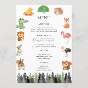 Woodland Forest Animals Menu