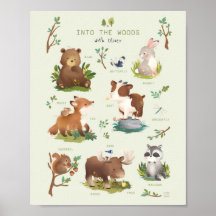 Woodland Forest Animals Nursery Illustration