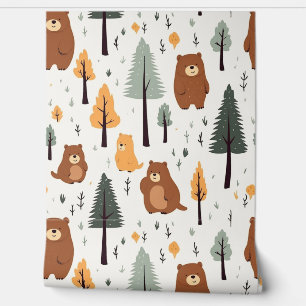 Woodland Forest Animals Pattern Baby Nursery Room Wallpaper
