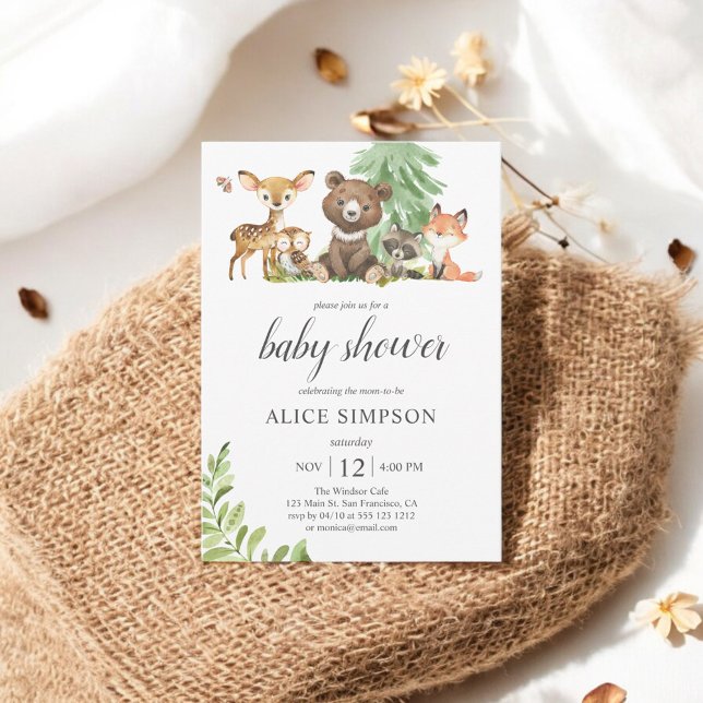 Woodland Forest Animals Rustic Baby Shower Invitation (Creator Uploaded)