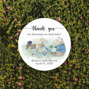Woodland forest animals - thank you classic round sticker