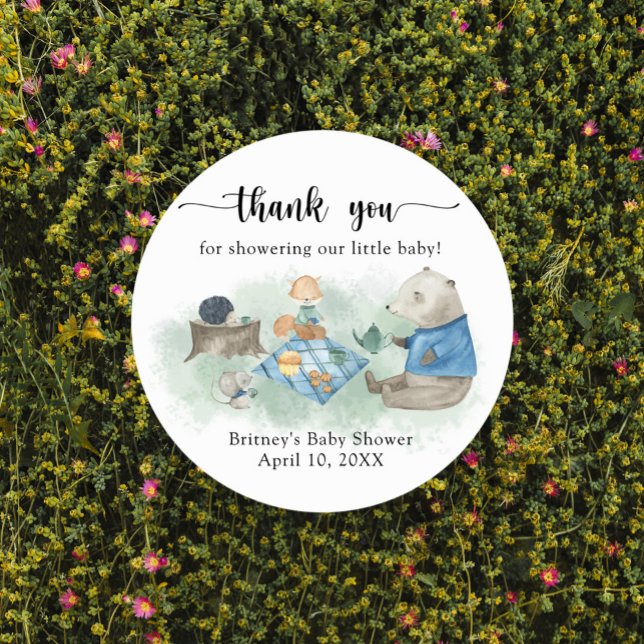 Woodland forest animals - thank you classic round sticker (Creator Uploaded)