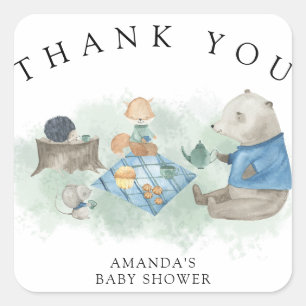 Woodland forest animals - Thank you  Square Sticker