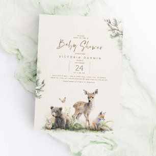 Woodland Forest Animals Unique Baby Shower Invitation