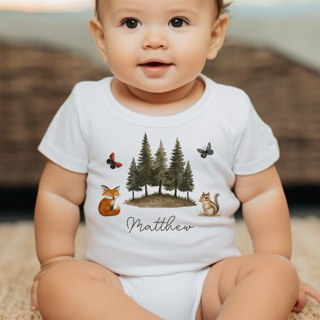 Woodland Forest Animals Watercolor Baby Shower Bodysuit (Creator Uploaded)