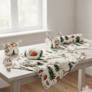 Woodland Forest Animals Watercolor Sewing Fabric