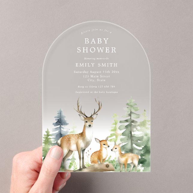 Woodland Forest Baby Shower Acrylic Invitations (Insitu (Handheld))