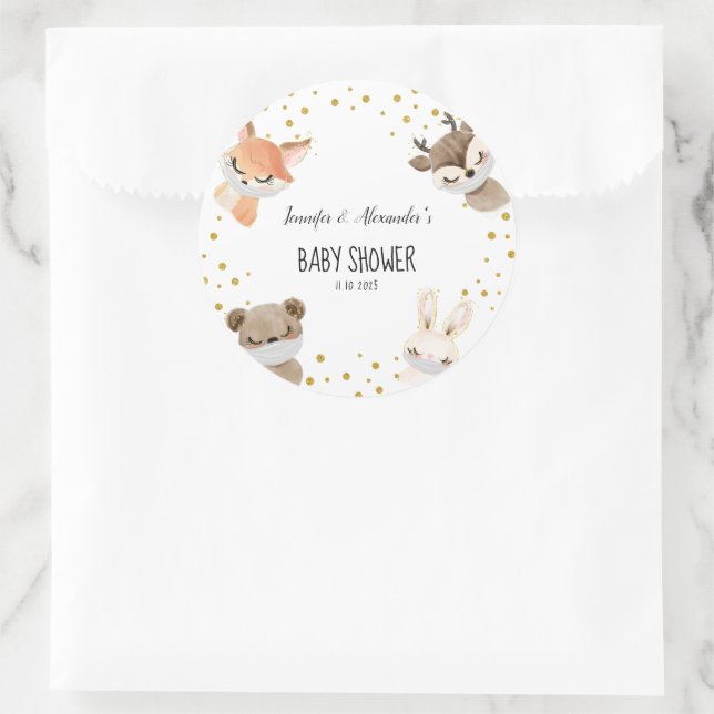 Woodland Forest Baby Shower Classic Round Sticker (Bag)