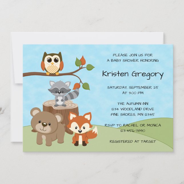 Woodland Forest Baby Shower Invitation (Front)