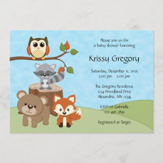 Woodland Forest Baby Shower Invitations