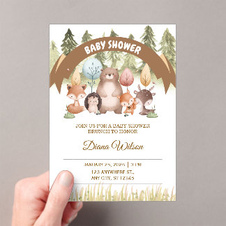 Woodland Forest Baby Shower Invite Acrylic Invitations