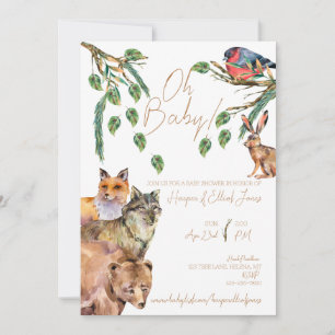 Woodland Forest Baby Shower Invite Neutral