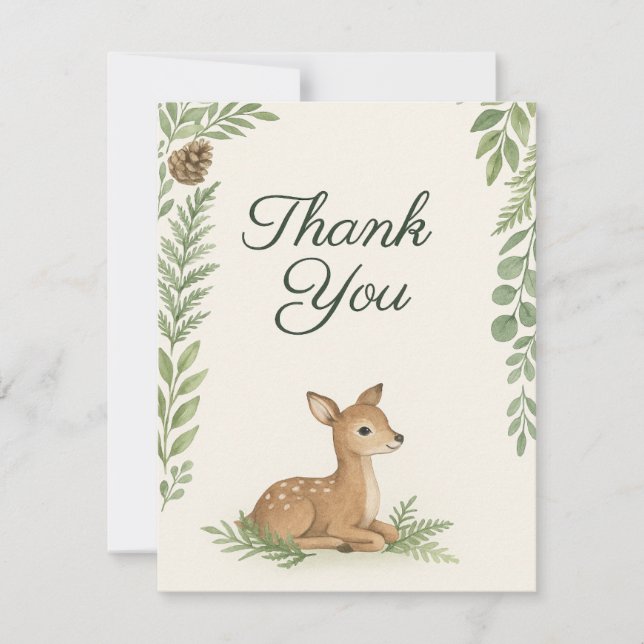 Woodland Forest Baby Shower Thank You Card (Front)