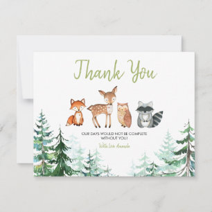 Woodland Forest Baby Shower Thank You Card