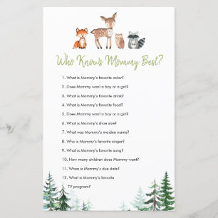 Woodland Forest Baby Shower Who Knows Mummy Best