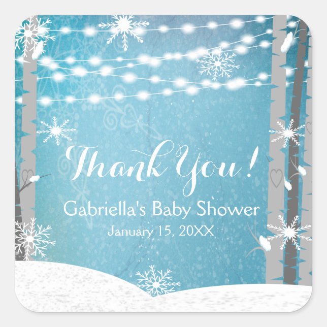 Woodland Forest Birch Trees Baby Shower Stickers (Front)