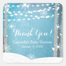 Woodland Forest Birch Trees Baby Shower Stickers