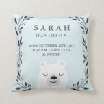 Woodland Forest Birth Stats- Bear Nursery Pillow<br><div class="desc">An adorable throw pillow for a nursery which can be personalised with a baby's birth details. A wide array of other baby pillows and products are available at my store.</div>