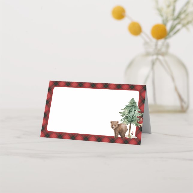 Woodland Forest Birthday Blank Party Place Cards (Front)