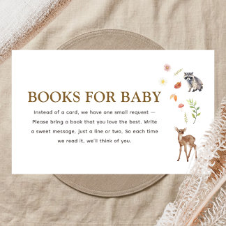 Woodland Forest Boho Baby Shower Books for Baby Enclosure Card