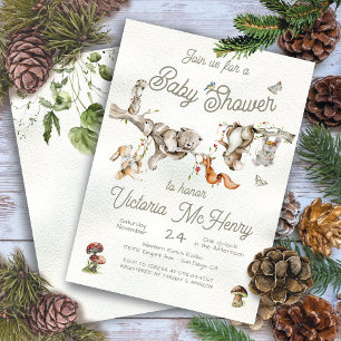 Woodland Forest Branch Animals Boho Baby Shower Invitation