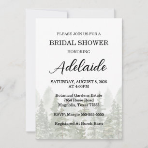 Woodland Forest Bridal Shower Green Invitation