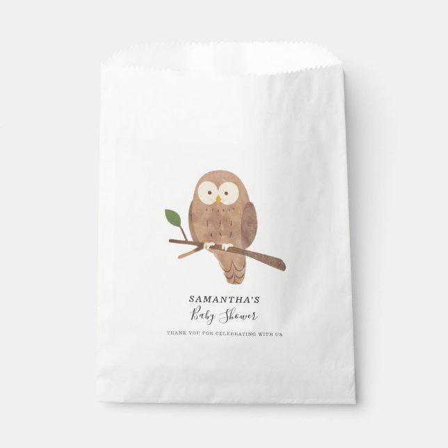 Woodland Forest Creatures Night Owl Baby Shower Favour Bag (Front)