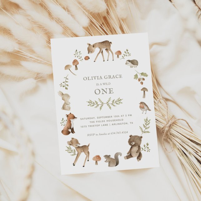 Woodland Forest Creatures Wild One Birthday Invitation (Creator Uploaded)
