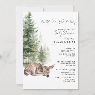 Woodland Forest Deer Baby Shower Invitation